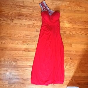 La Femme Crystal Embellished Full Length Gown, Womens Size 2